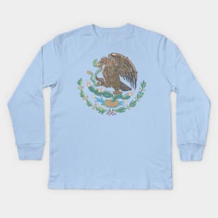 Escudo Nacional de Mexico - Coat of arms of Mexico - vintage grunge design Kids Long Sleeve T-Shirt